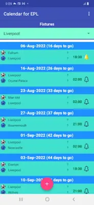 Calendar for EPL android App screenshot 2